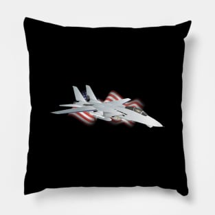 F-14 Jet Fighter with American Flag Pillow