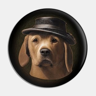 Golden Labrador Retriever Dog with Hat Pin