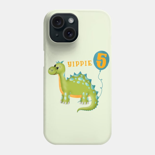 Dinosaur Fifth birthday Phone Case by CalliLetters