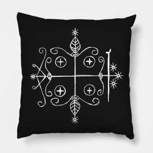 Papa Legba Voodoo Veve (white) Pillow