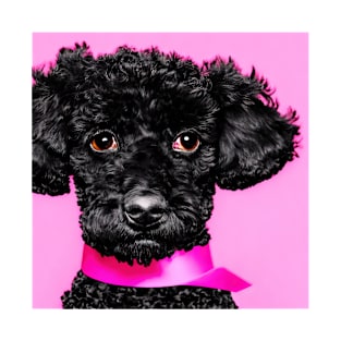 Black Poodle dog portrait T-Shirt