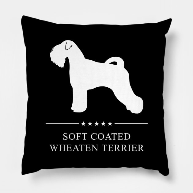 Soft Coated Wheaten Terrier Dog White Silhouette Pillow by millersye