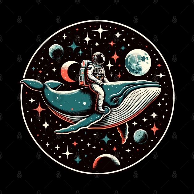 Astronaut riding a whale in outer space by Art_Boys