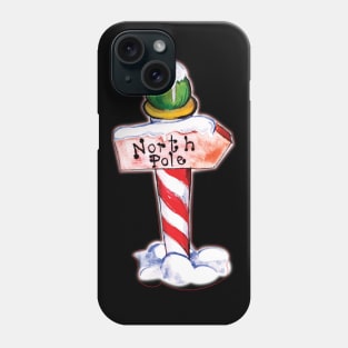 North pole sign in watercolor Phone Case