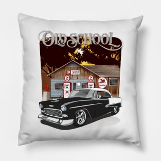 1955 Black & White Chevy Bel Air Old School Shirt Pillow