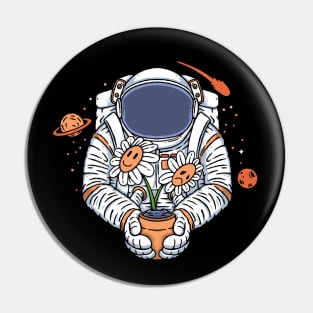 Happy Sad Flower Astronaut T-Shirt Pin