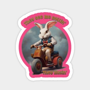 They See Me Rollin',  They Hatin' Funny Retro Bunny Magnet