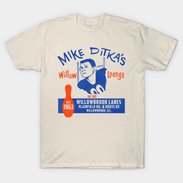  Mike Ditka's Willow Lounge, IL Vintage Bowling Alley Unisex T- Shirt : Clothing, Shoes & Jewelry