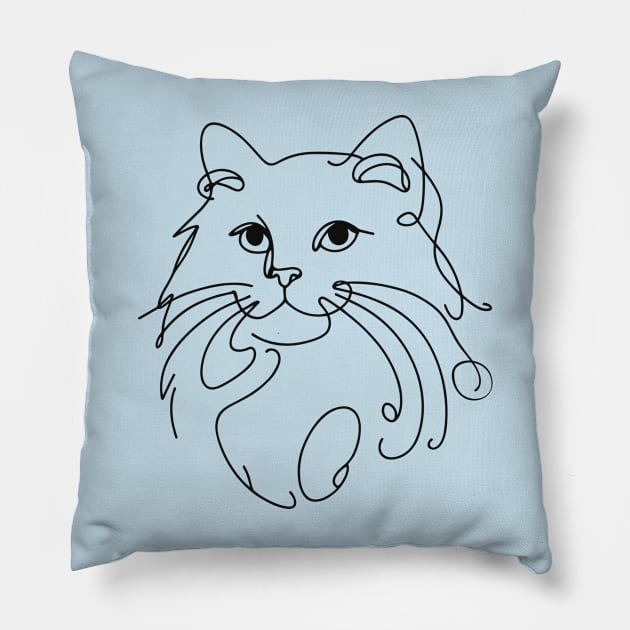 One Line Drawing for cat lover Pillow by T-Shirt Sculptor