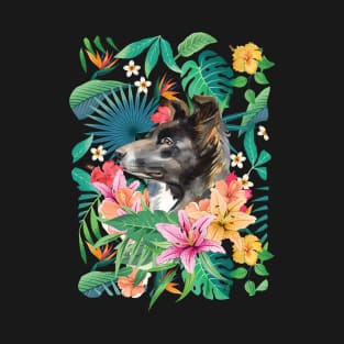 Tropical Black White Border Collie 3 T-Shirt