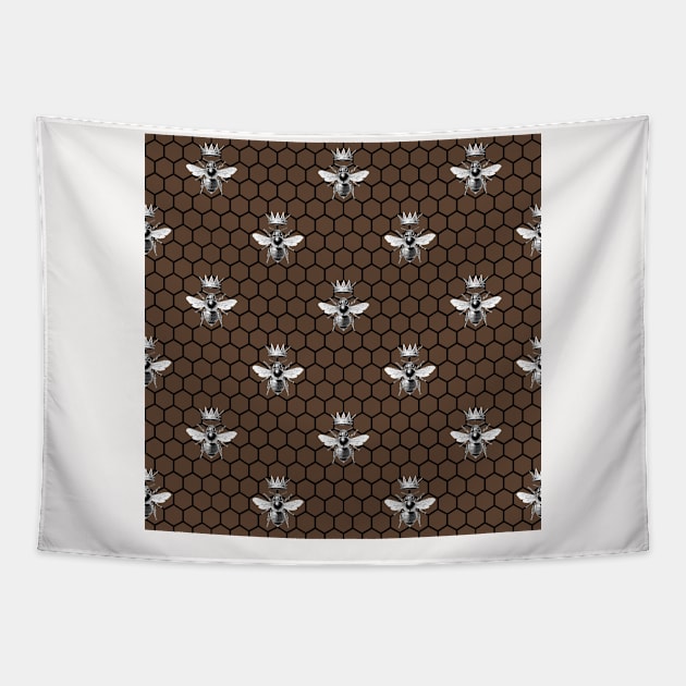 Bee Neck Gator Brown Honycomb Queen Bee Beekeper Tapestry by DANPUBLIC