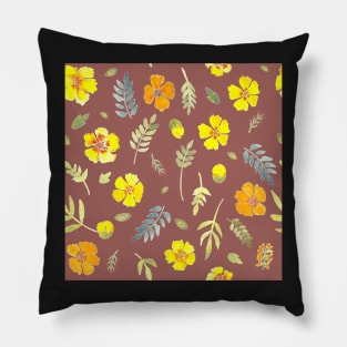 Yellow country floral in watercolour Pillow