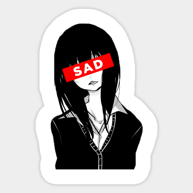 sad girl anime girls sticker teepublic au