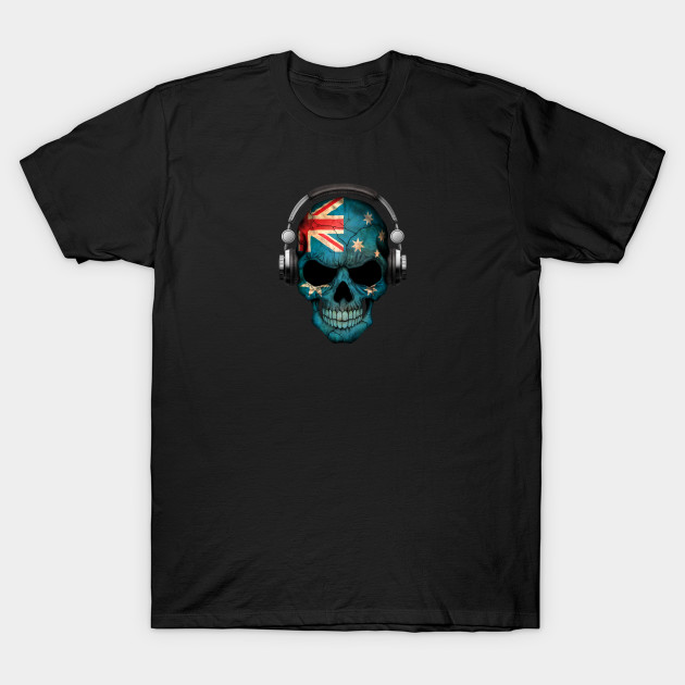 Mens Short Sleeve Crew Neck T-Shirt Australia Flag Skull-1 Tops t-Shirt