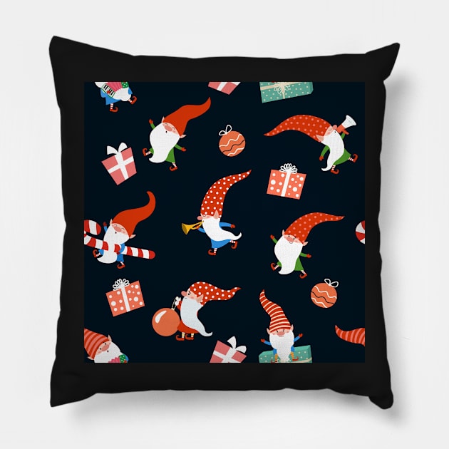 Christmas Gnome Pattern Pillow by OrnamentallyYou