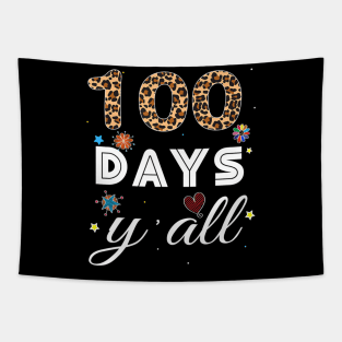 100th days y'all Virtual Learning leopard 100 Day of School Tapestry