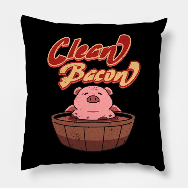 Retro Funny Pig Barbeque Smoker I Love Pigs Clean Bacon Joke Pillow by alcoshirts