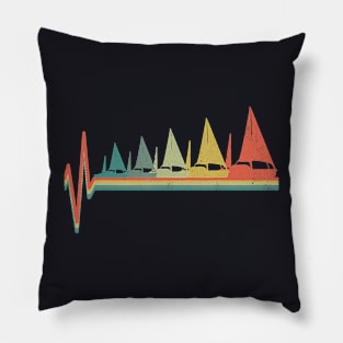 Sailing Sailor Boat Yacht Heartbeat Retro Vintage Pillow