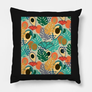 Monstera, fruits and flowers Pillow