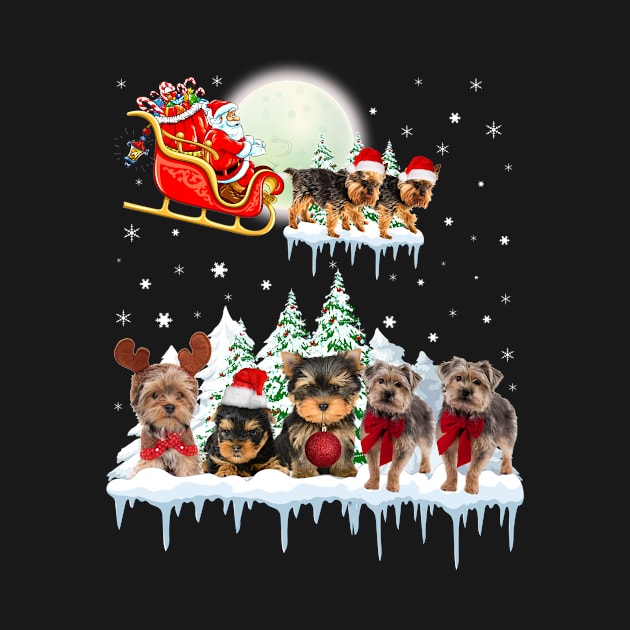 Yorkie Reindeer Christmas Lights Dog Riding a Santa by HouldingAlastairss