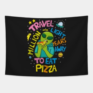 Storm Area 51 Green Alien eating Pizza Tapestry