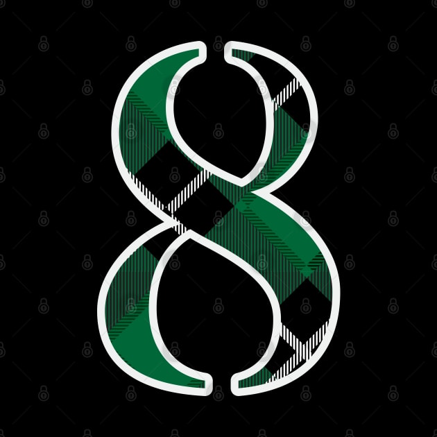 8 Sports Jersey Number Green Black Flannel by Design_Lawrence