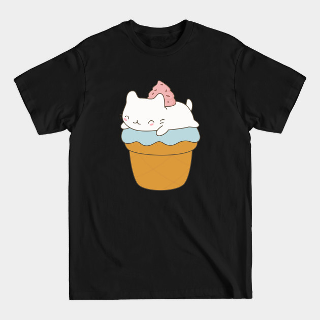 Disover Kawaii Cat Ice Cream Cone T-Shirt - Cute Cat - T-Shirt