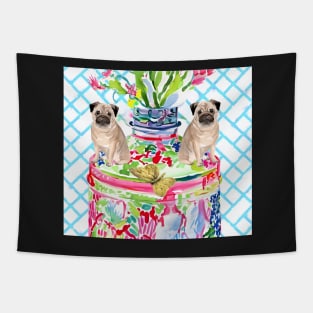 French bulldogs and chinoiserie jar Tapestry