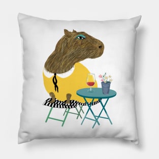 Capybara at the cafe Pillow