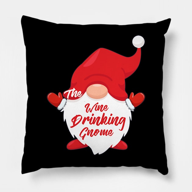 The Wine Drinking Gnome Matching Family Group Christmas Pajama Pillow by Penda