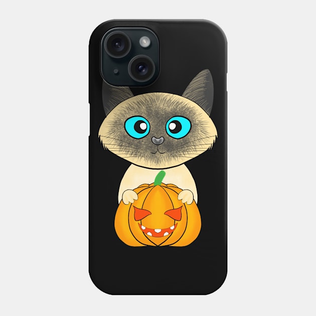 Halloween cute cat pumpkin Phone Case by ArtDigitalWings