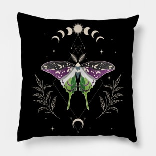 Aroace Luna Moth LGBT Asexual Aromantic Pride Flag Pillow