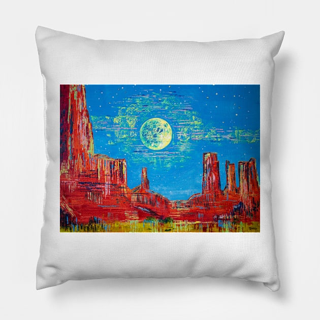 Monument Valley. Neon moon Pillow by NataliaShchip