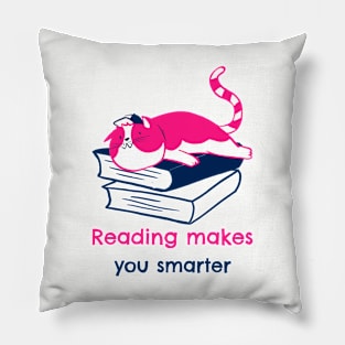 reading makes you smarter- cute lazy cat Pillow