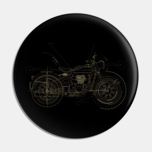 Vintage Indian Motorcycle Blueprint Pin