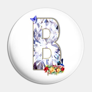 Name Initial Letter B and Fairy Wren Bird Pin