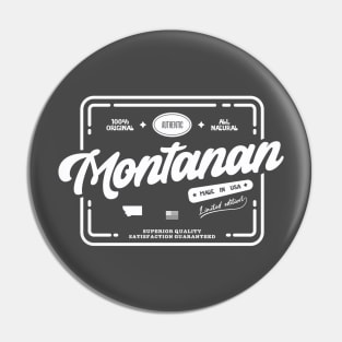 Original Montanan White Stamp Fun and Cool Vintage Print Pin