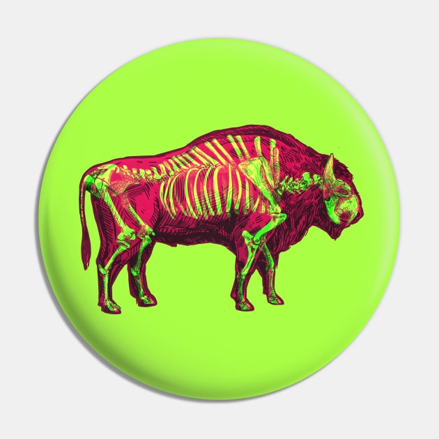 Bison Skeleton Interactive Magenta&Green Filter T-Shirt By Red&Blue Pin by RedAndBlue