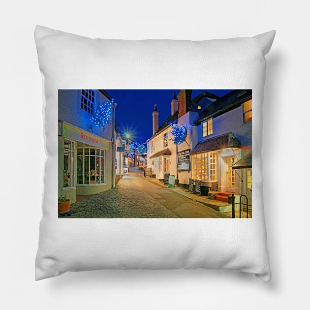 Lyme Regis Christmas Illuminations Pillow by galpinimages