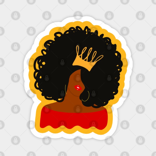 Black Queen With Gold Crown Magnet by blackartmattersshop