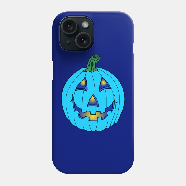 Blue Glowing Jack-O-Lantern Pumpkin Phone Case by Art by Deborah Camp