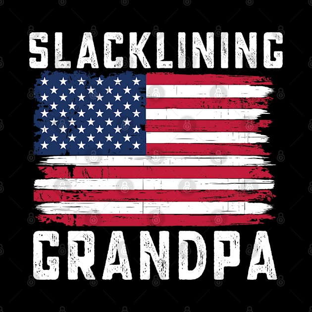 Slacklining Grandpa American Flag July 4th by qwertydesigns