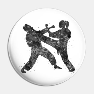 Taekwondo black and white Pin