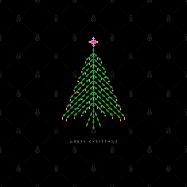 Merry Christmas with elegant pink and green crystal Christmas Tree by kindsouldesign