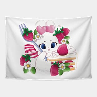 Strawberries addicted bunny Tapestry