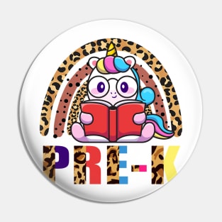 Pre-K Preschool Rainbow Leopard Funny Unicorn Teacher Student School Pin