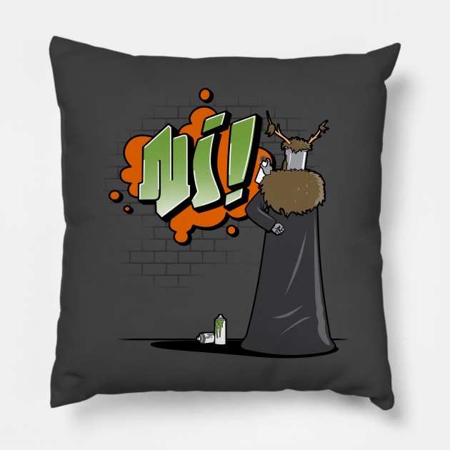 Funny Retro Knight Vintage Graffiti Artist Urban Street Spray Painting Pillow by BoggsNicolas