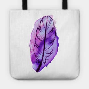 Purple Watercolor Feather Tote