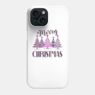 Merry Christmas pink plaid tree Phone Case