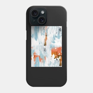 New dawn white & bright - fluid painting pouring image in white, orange and sky blue Phone Case